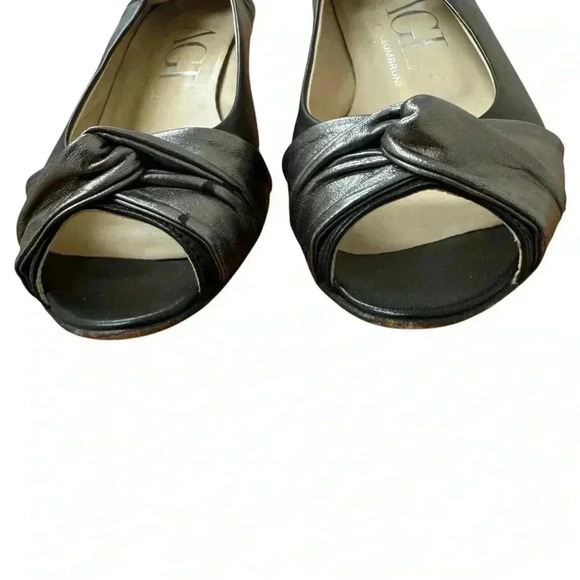 AGL Peep toe Wedge Twist Knot Flat Leather Wedge Black US 7 EUC - Picture 4 of 13